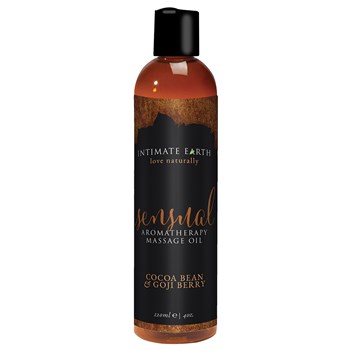 Intimate Earth Aromatherapy Massage Oil cocoa bean and goji berry