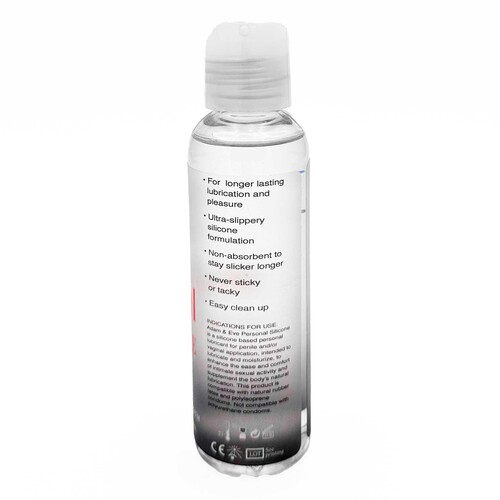 Adam & Eve Personal Silicone Lubricant 4 oz back of bottle