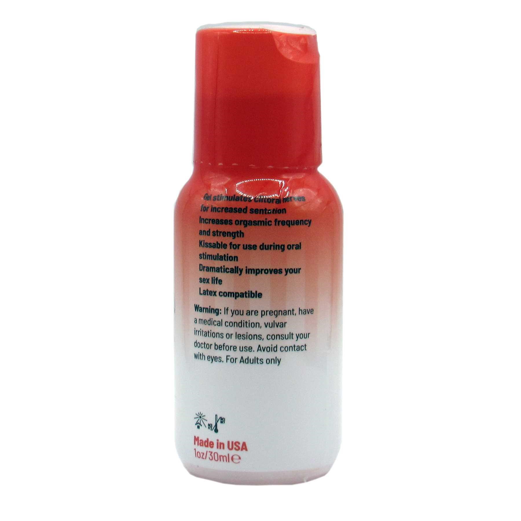 A&E STRAWBERRY CLIT SENSITIZER side of bottle